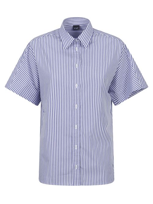 camicia donna righe cotone bianco/blu oceano FAY | NCWA2505660XBIU604
